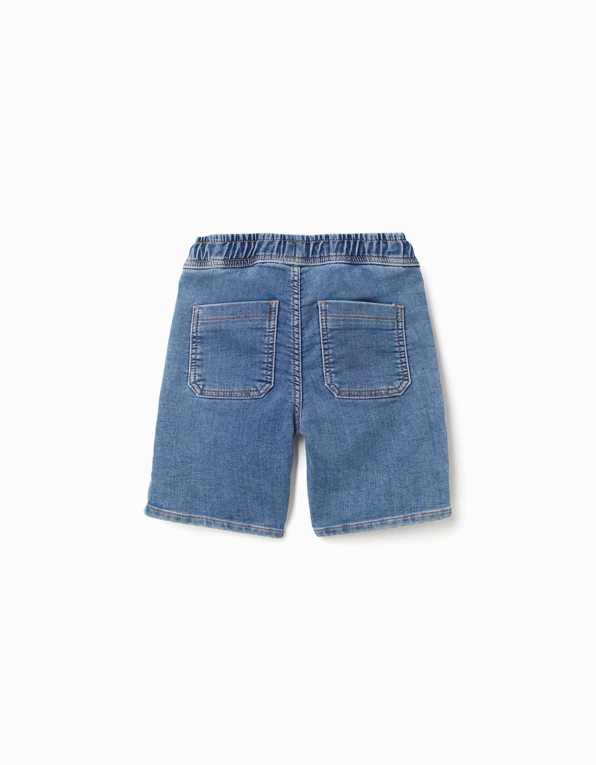 Short en jean midi avec cordon de serrage pour garçon, bleu
