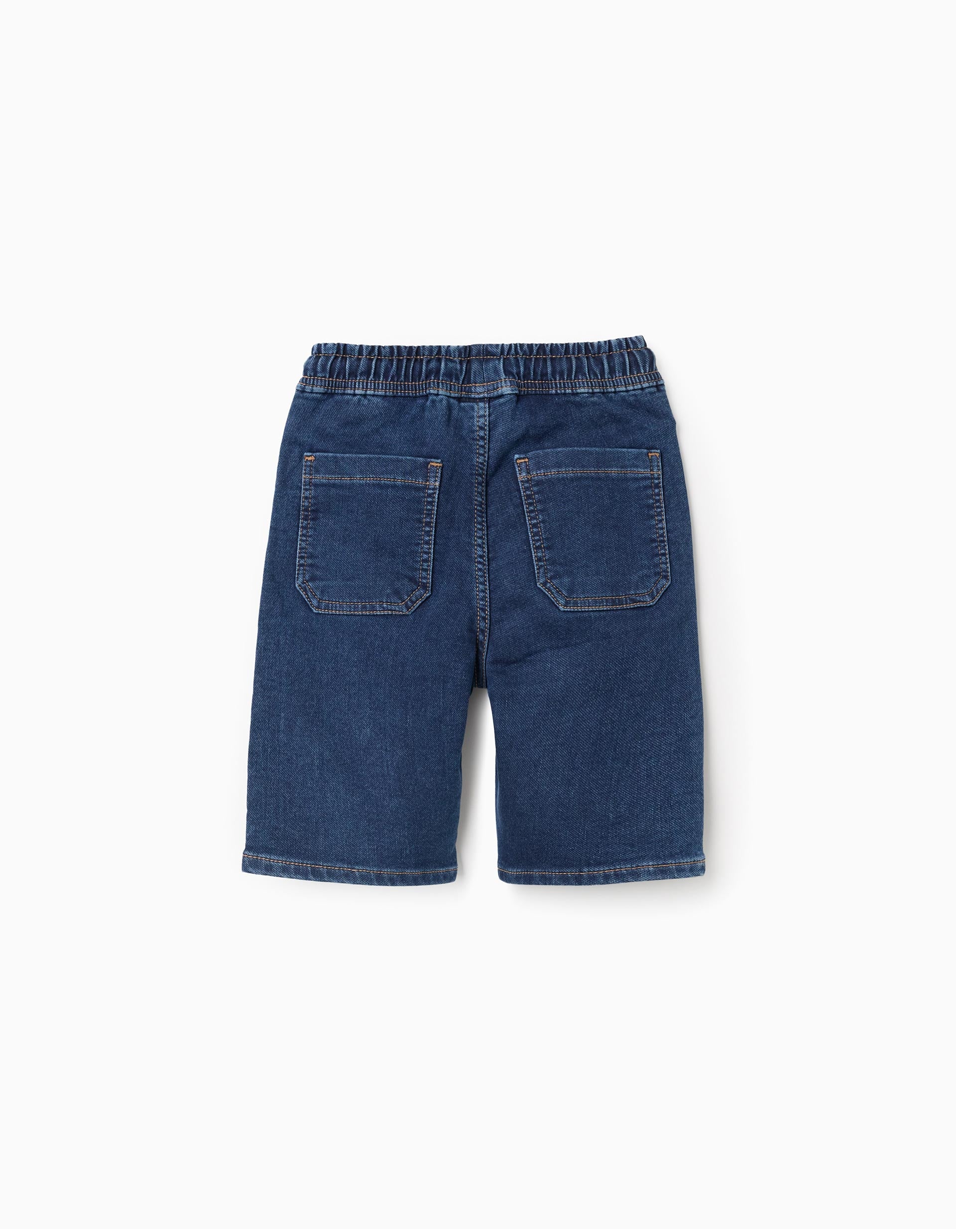 Short midi en jean avec cordon de serrage pour garçon, bleu foncé