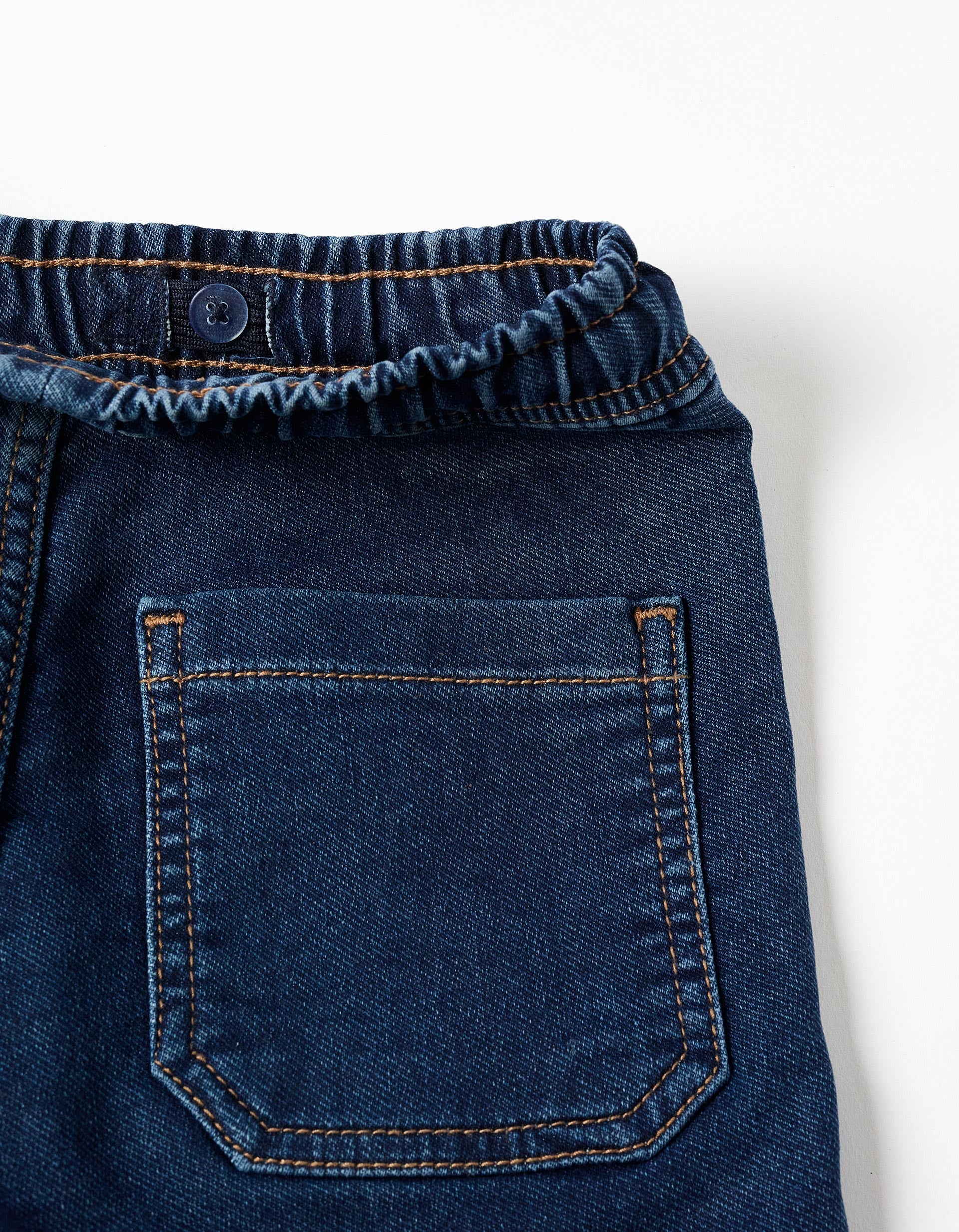 Short midi en jean avec cordon de serrage pour garçon, bleu foncé