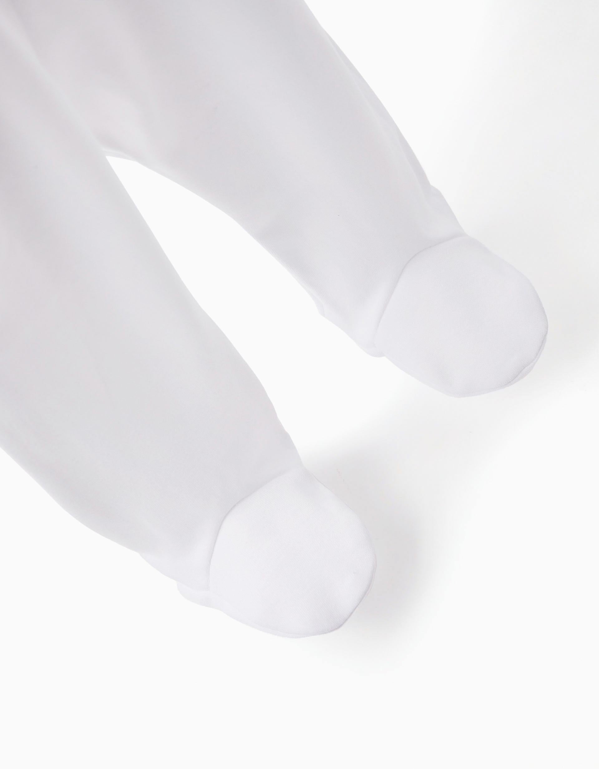Lot de 4 pantalons à pieds en coton pour nouveau-né et bébé, blanc