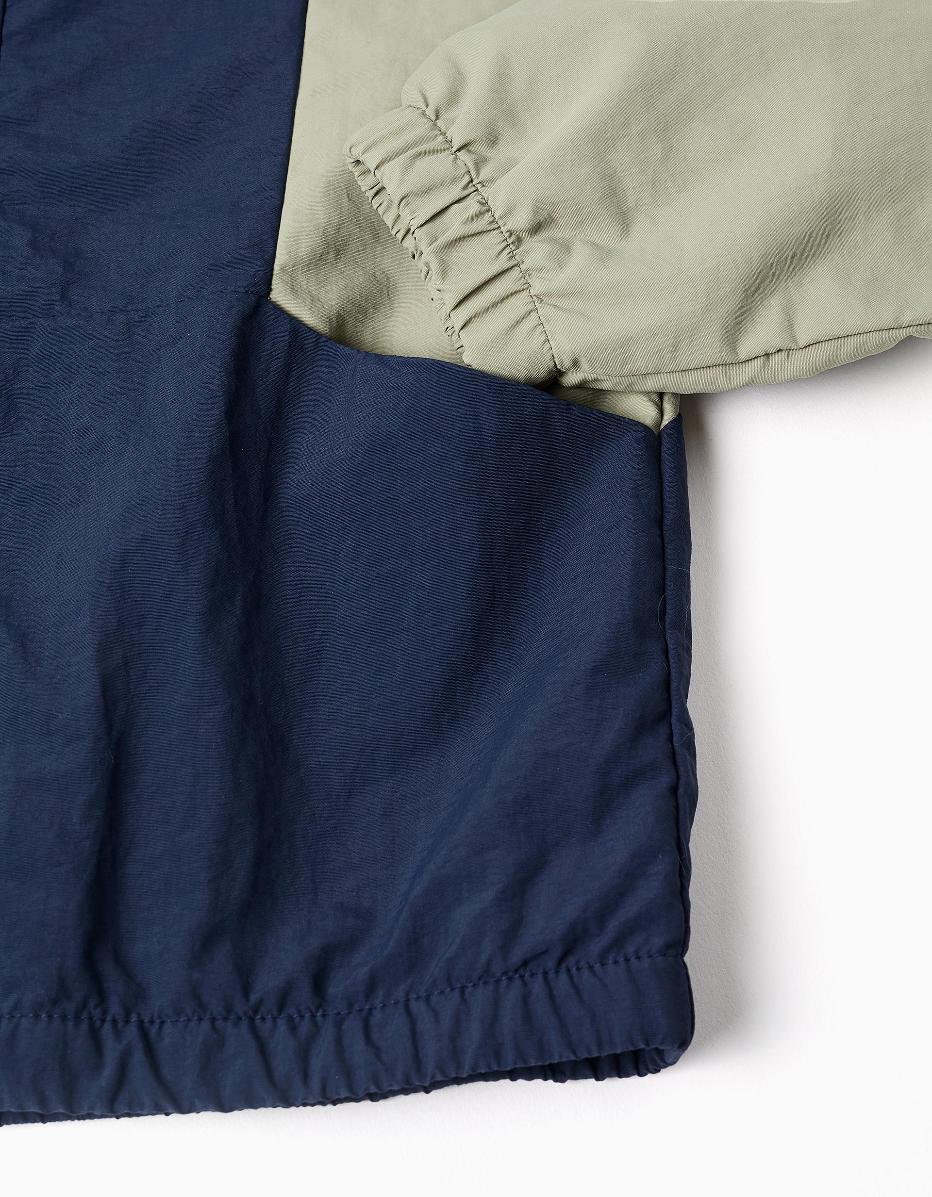 Parka à capuche et extrémités élastiques pour garçon, bleu foncé/vert