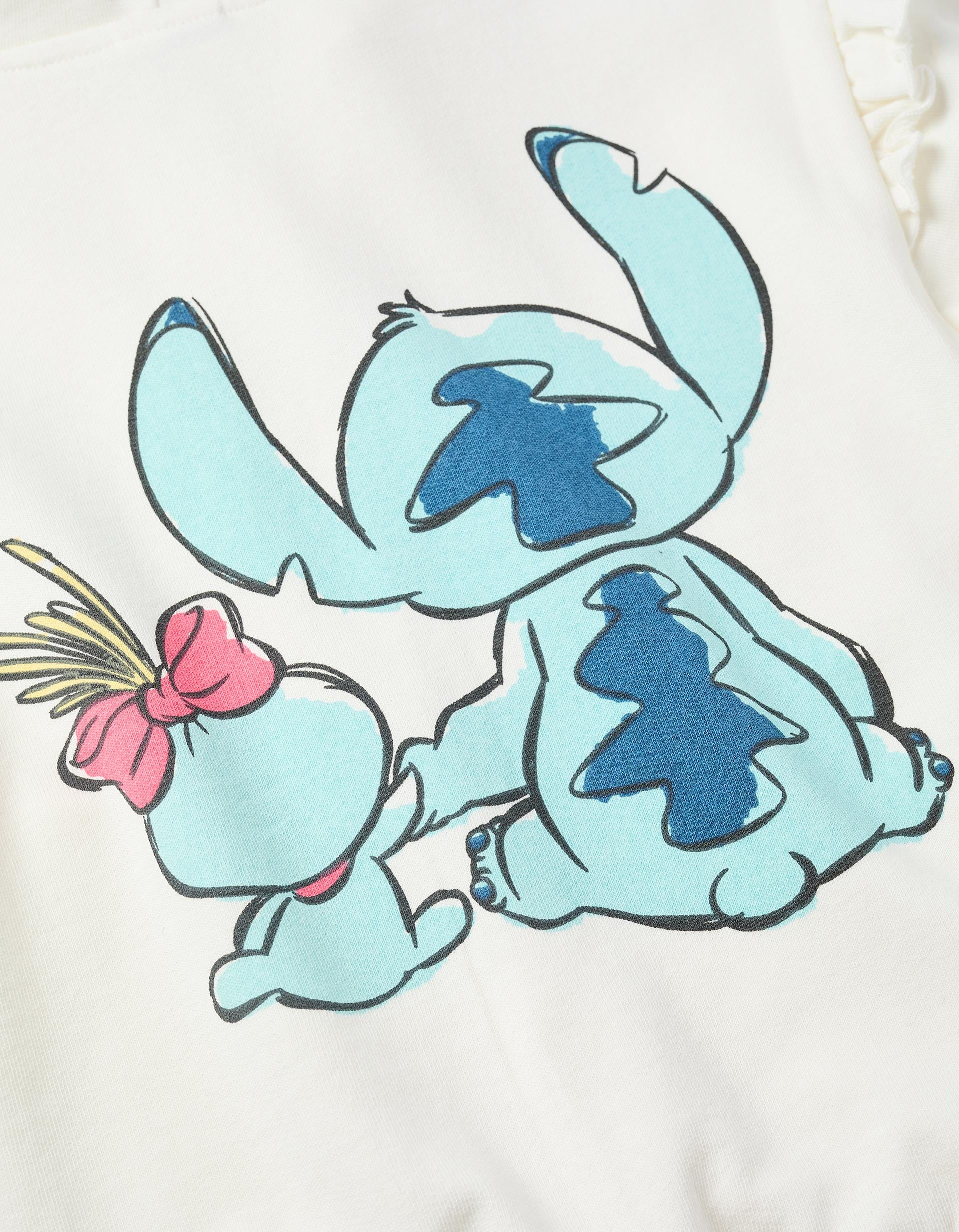 Sweat zippé en coton à capuche et imprimés Stitch pour fille, blanc