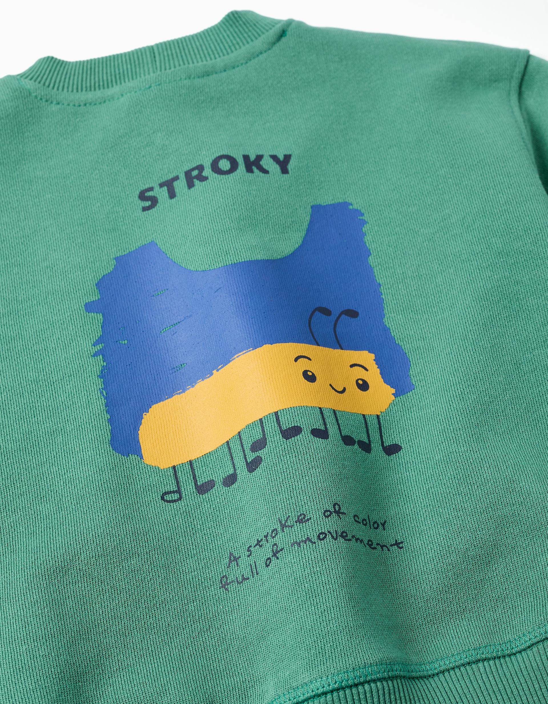 Sweat de algodão com estampado Stroky para bebé menino, verde