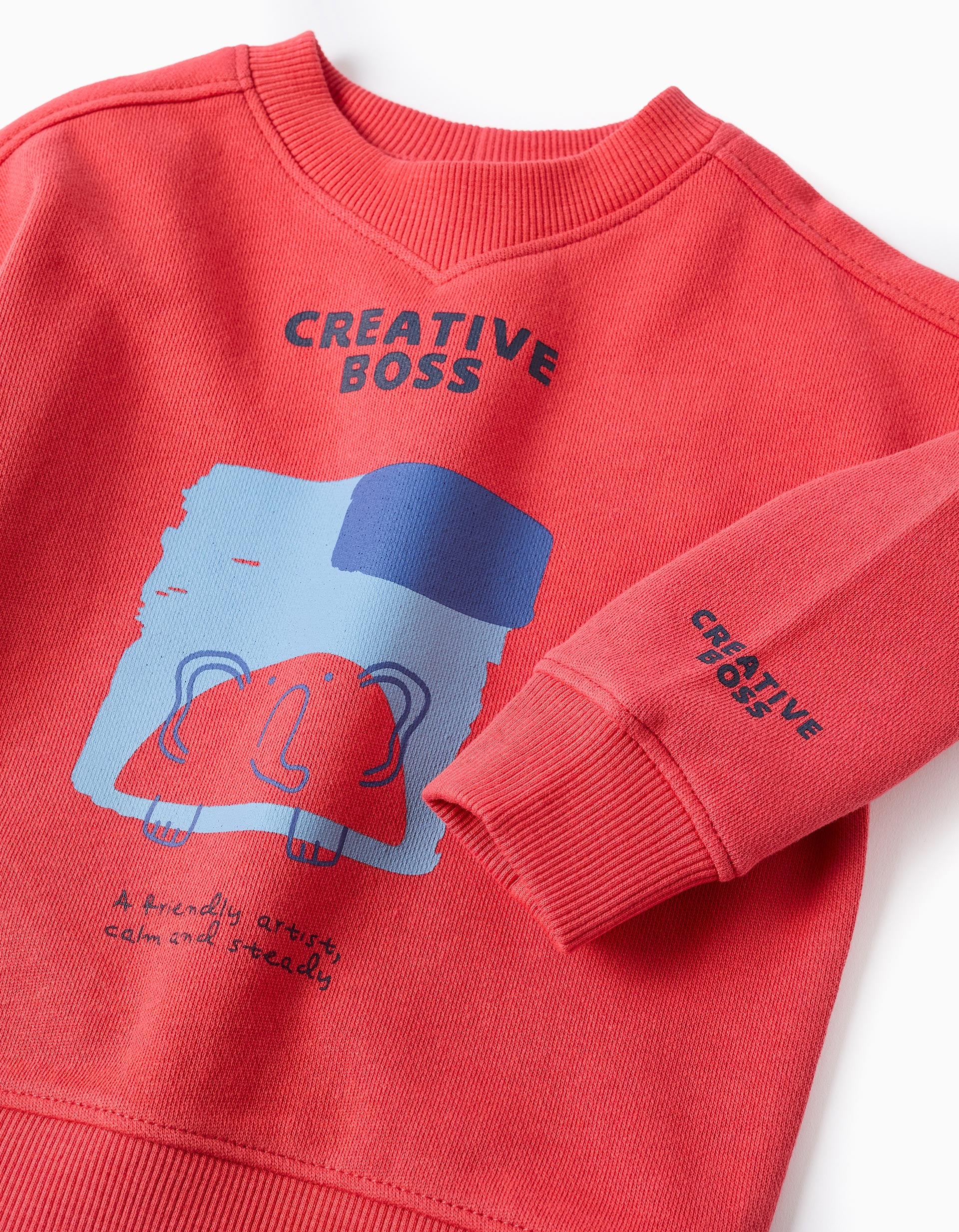 Sweat de algodão com estampado Creative Boss para bebé menino, vermelho