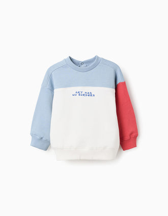 Sweat de algodão com bloco de cores e estampado para bebé menino, multicolor