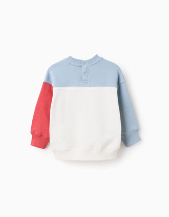 Sweat de algodão com bloco de cores e estampado para bebé menino, multicolor