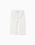 Wide leg twill trousers with paperbag waist for baby girls, white
