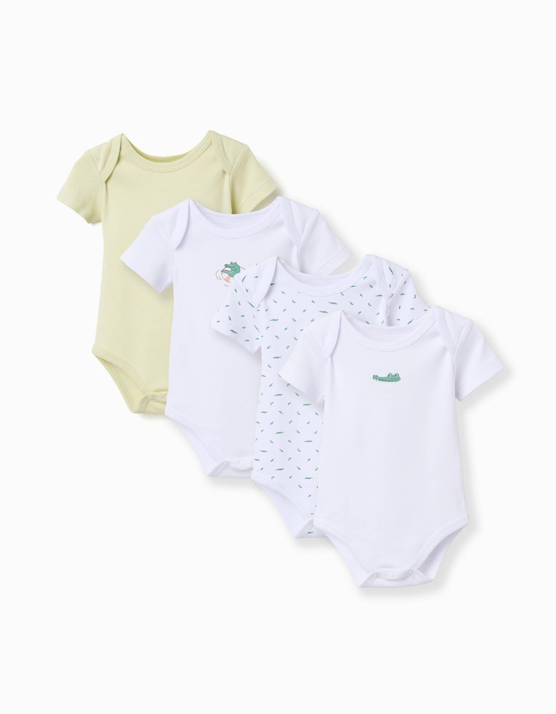 4 bodies de algodão com crocodilos para recém-nascido e bebé, multicolor