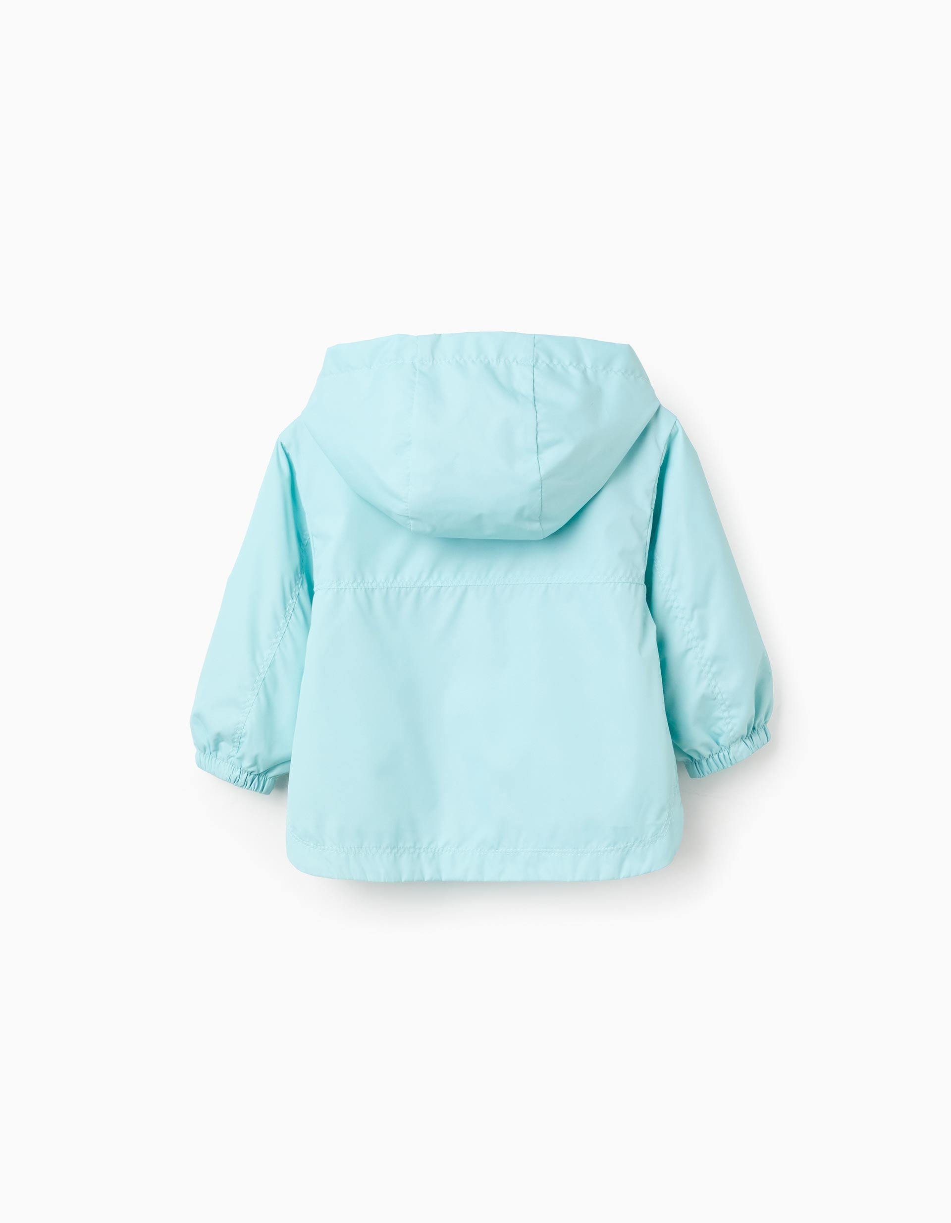 Casaco corta-vento com capuz e forro para bebé menina, azul-turquesa