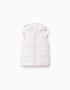 Padded vest with hood and motif for baby girls, white/pink