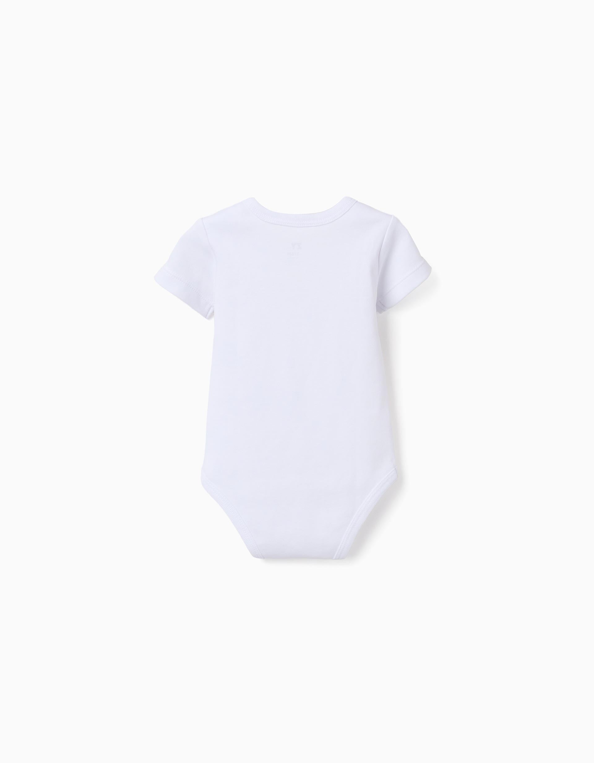 4 cotton bodysuits with printed turtles for newborns and babies, white