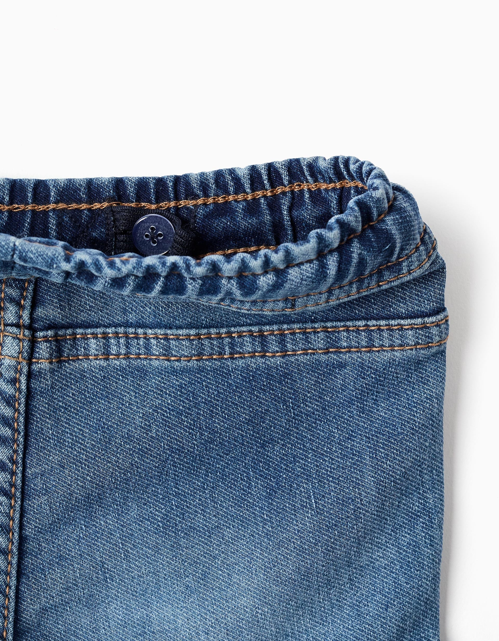 Calças de ganga straight fit com bolsos cargo para bebé menino, azul