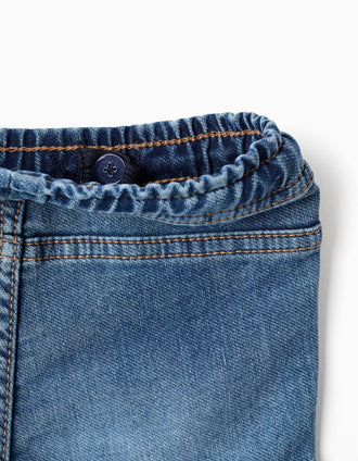 Pantalón vaquero recto con bolsillos cargo para bebé niño, azul