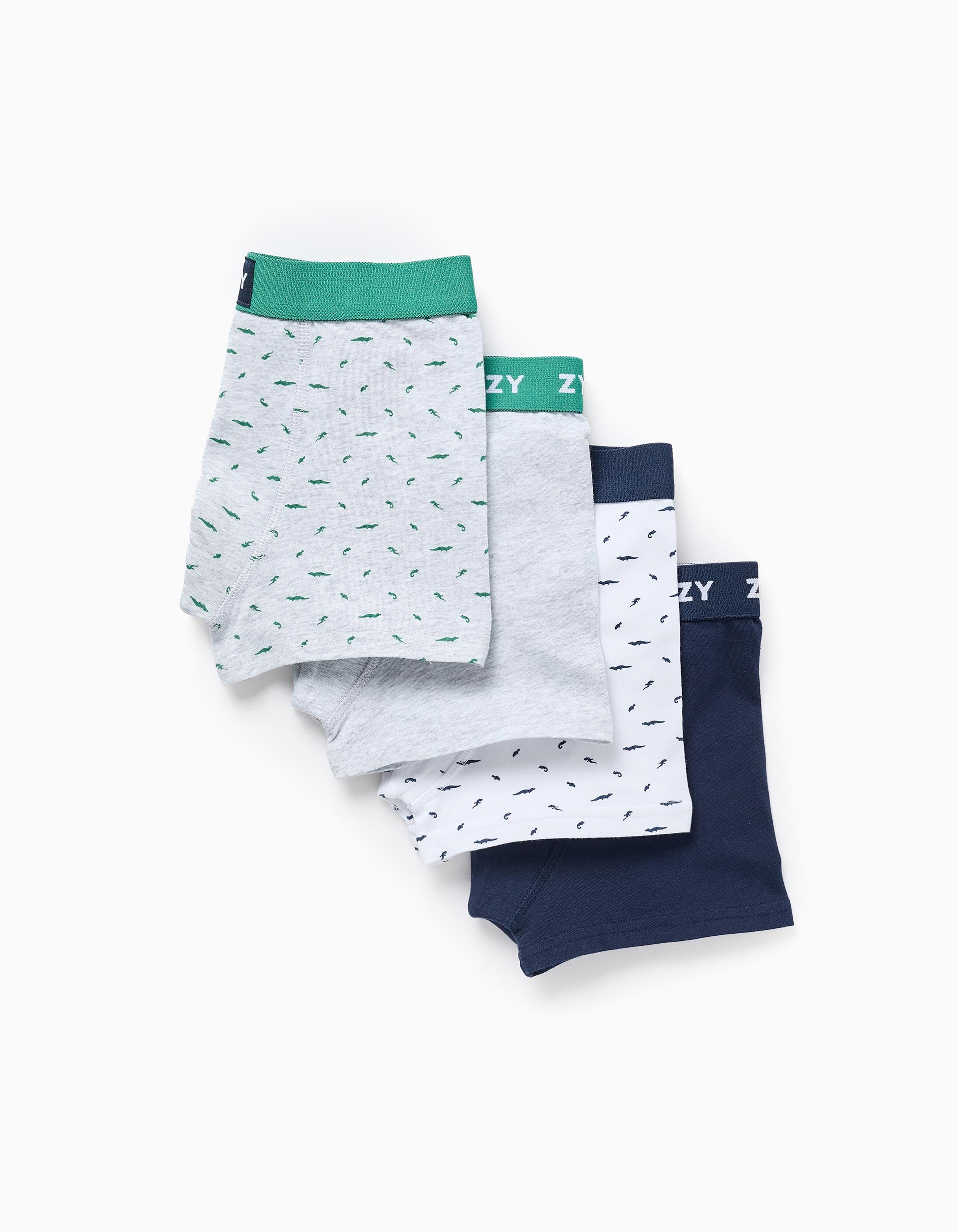 Pack of 4 plain/printed boxer shorts for boys, multicolour