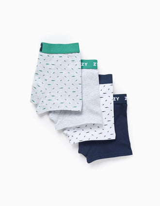 Pack de 4 boxers lisos/estampados para menino, multicolor