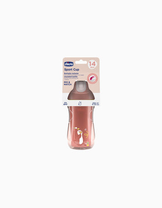 Tasse Isolante avec Paille Chicco 14M+, Rose