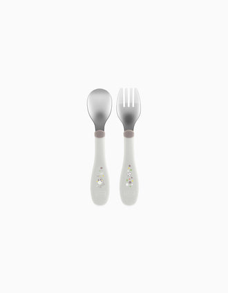 Conjunto de Talheres Colher e Garfo em Inox Chicco 18M+, Grey