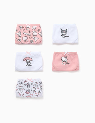 Pack 5 cuecas de algodão Hello Kitty & Friends para menina, rosa/branco