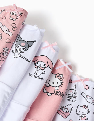 Pack 5 cuecas de algodão Hello Kitty & Friends para menina, rosa/branco