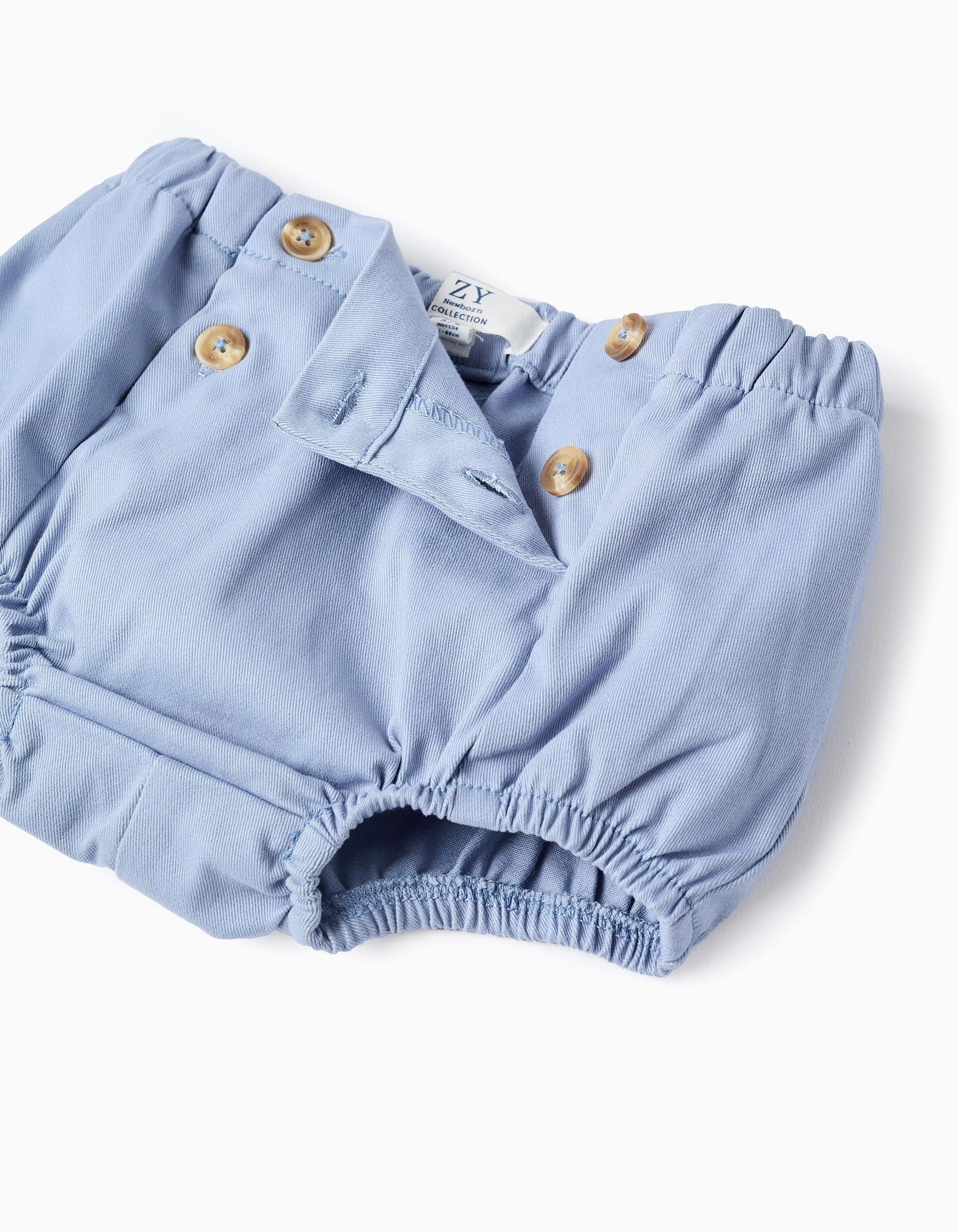 Body-polo + short en sergé pour nouveau-né, blanc/bleu clair