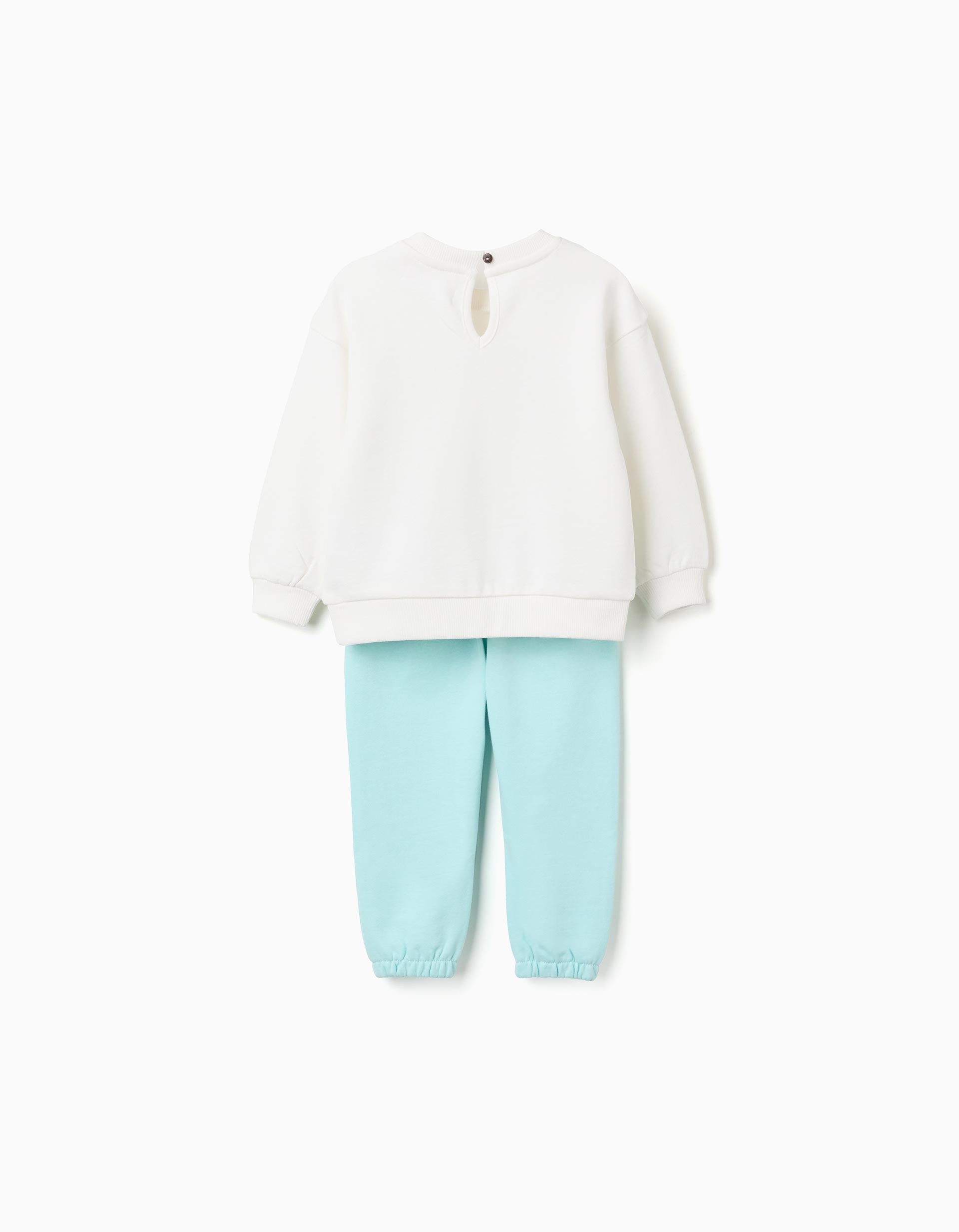 Ensemble sweat et pantalon en coton pour bébé fille, blanc/bleu clair