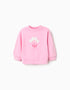 Cotton sweatshirt with flower front print for baby girls, pink