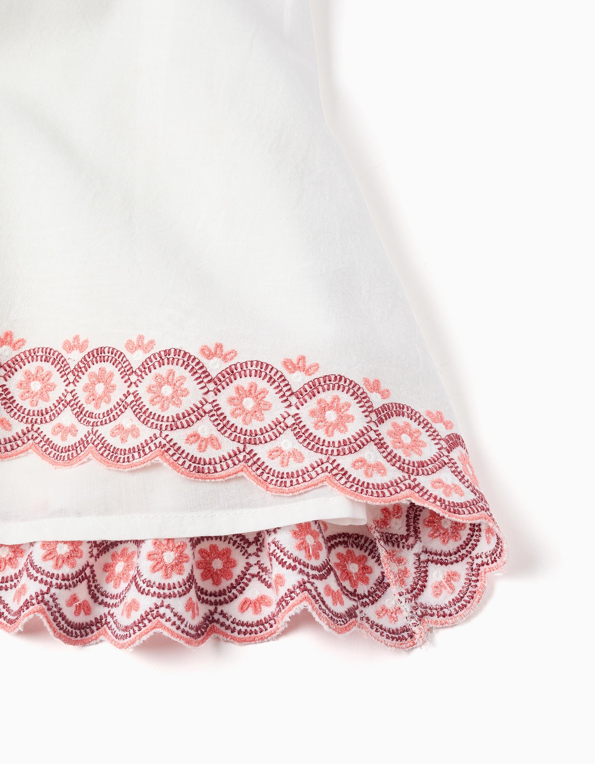 Robe en coton et lin avec broderie anglaise pour bébé fille, beige clair