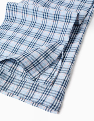 Pantalón ancho de algodón con estampado a cuadros B&S para niña, azul