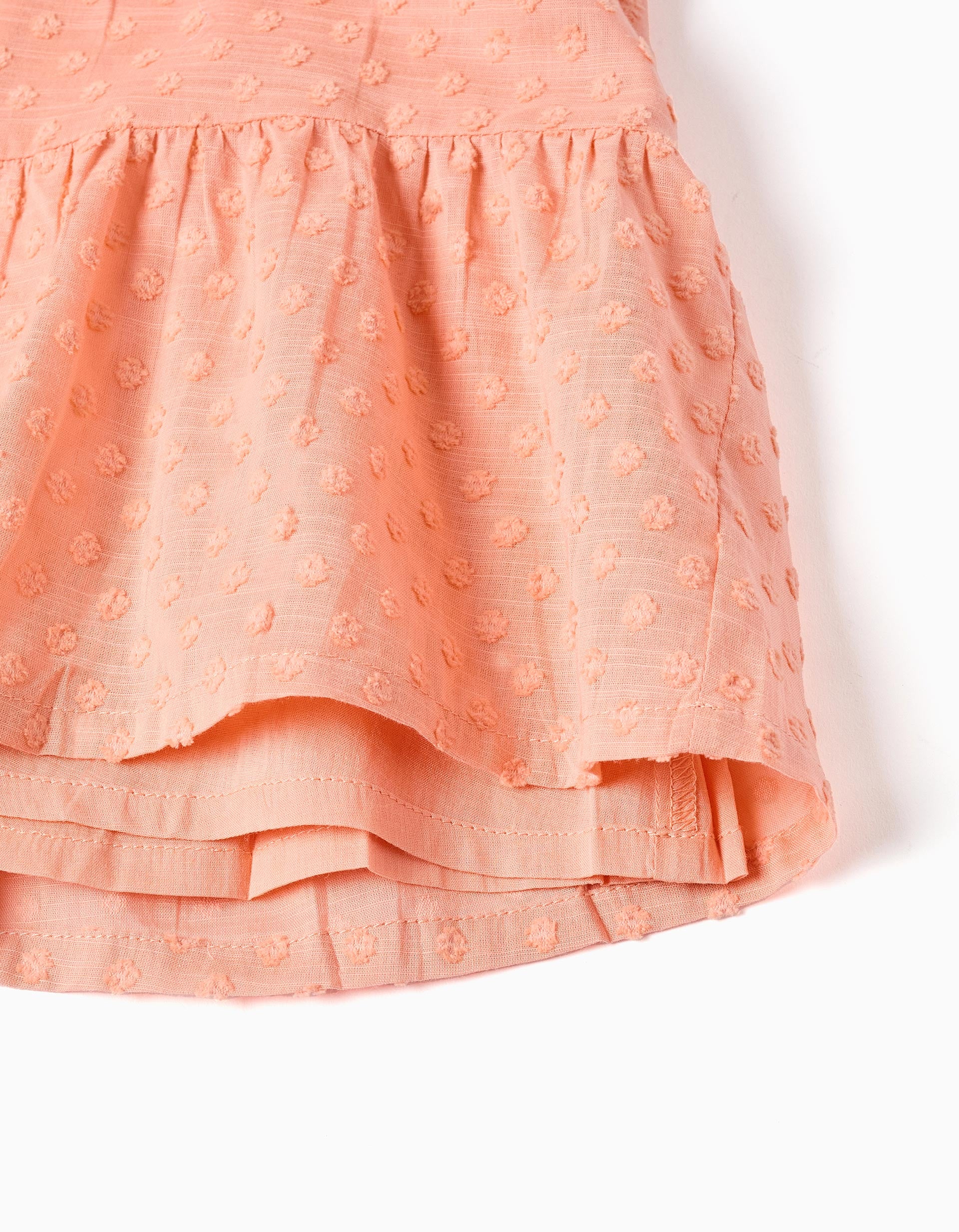 Robe en coton à pois suisses et volants pour bébé fille, orange saumon