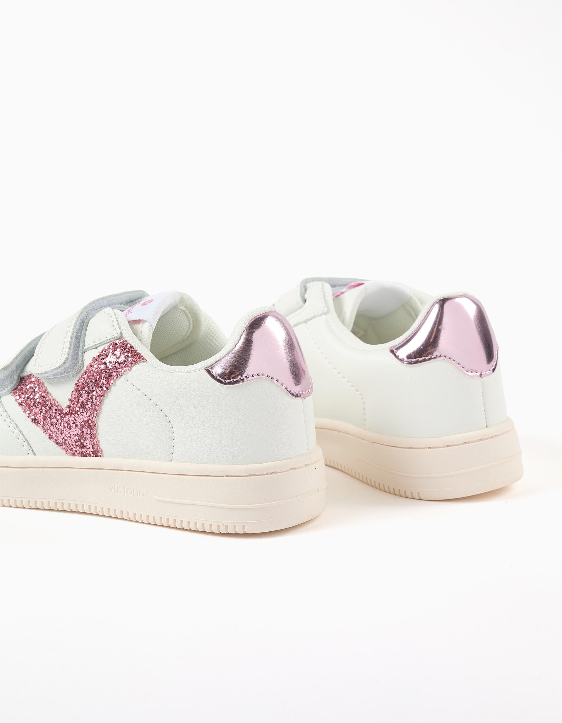 Sneakers with Glitter for Girls 'Victoria Tiempo', White/Pink