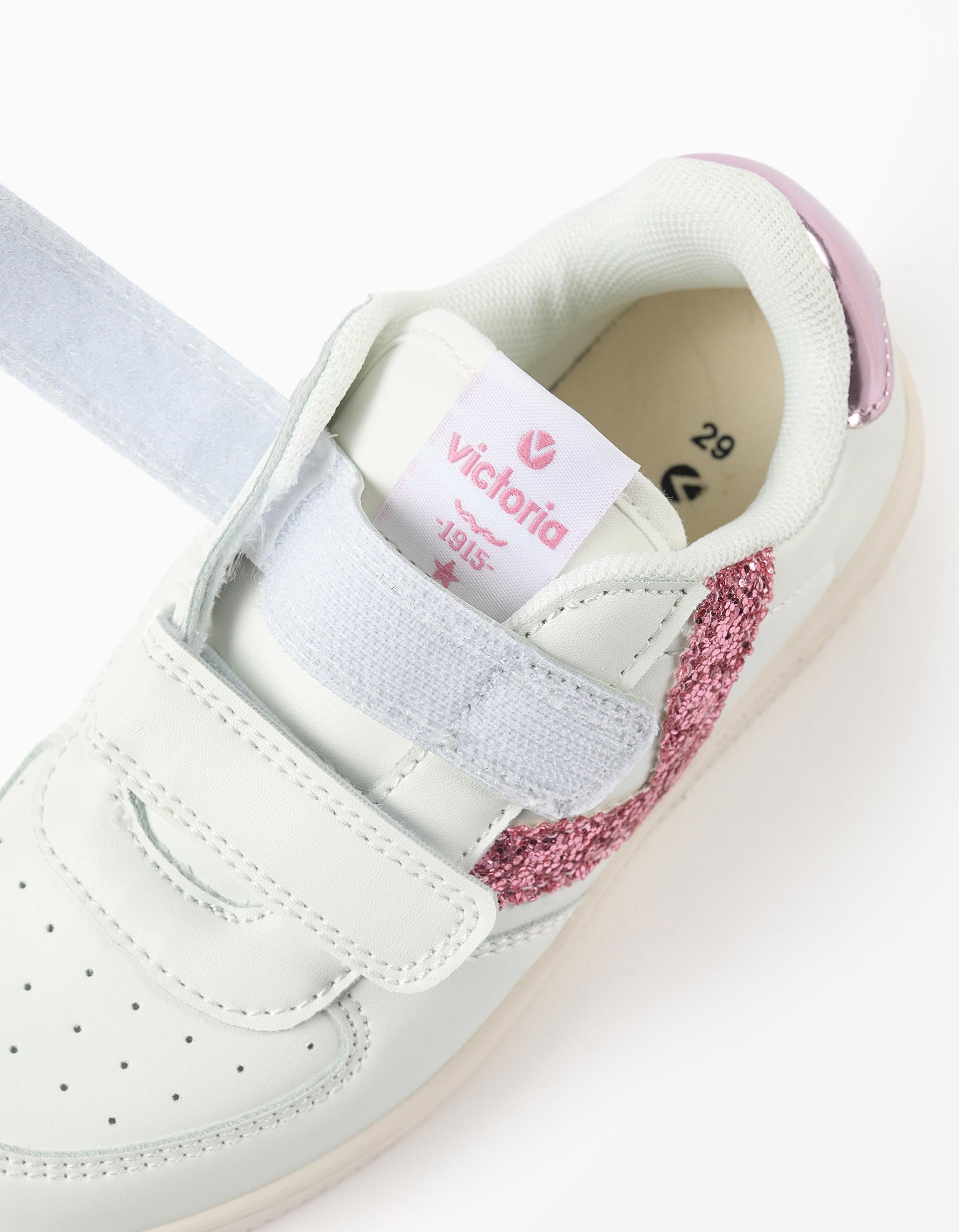 Sneakers with Glitter for Girls 'Victoria Tiempo', White/Pink