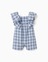 Macacão de algodão com padrão xadrez B&S para bebé menina, azul