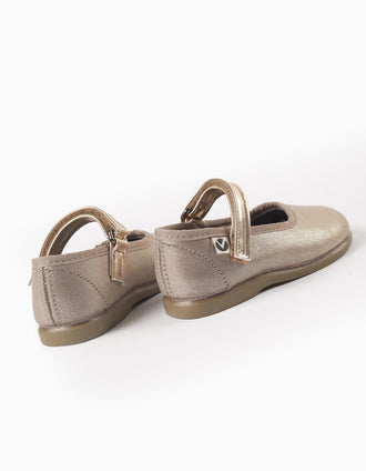 Shiny Ballerina Flats for Baby Girls 'Victoria Alba', Beige