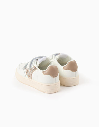 Sneakers with Glitter for Girls 'Victoria Tiempo', White/Gold