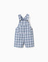 Cotton dungarees with checked pattern B&S for baby boys, blue