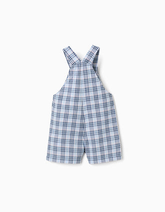 Jardineiras de algodão com padrão xadrez B&S para bebé menino, azul