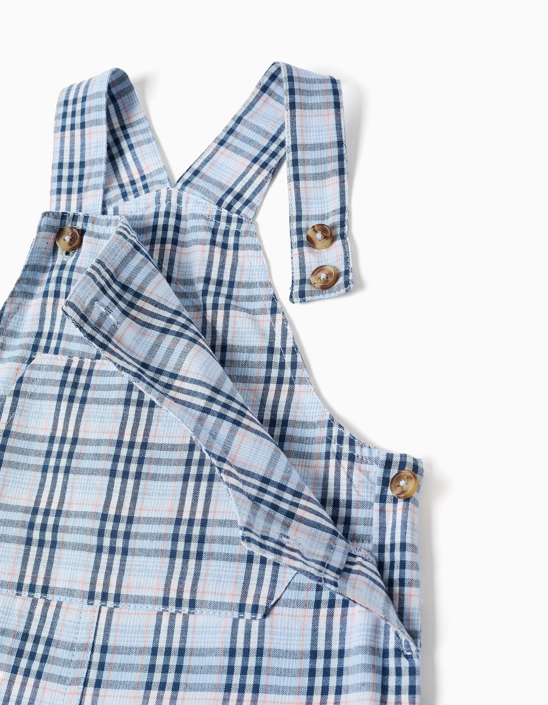 Salopette en coton à motif à carreaux B&S pour bébé garçon, bleu