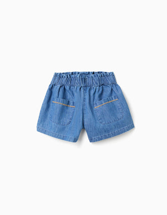 Short en jean avec poches avant pour fille, bleu