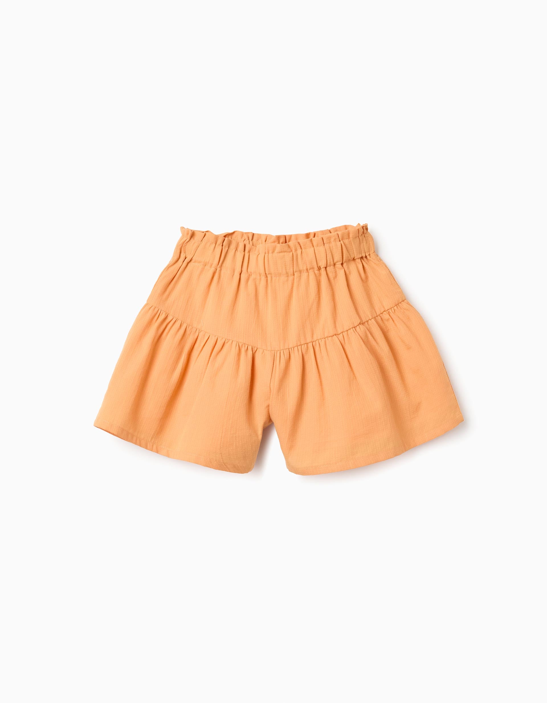 Calções paperbag de algodão com forro para menina, laranja