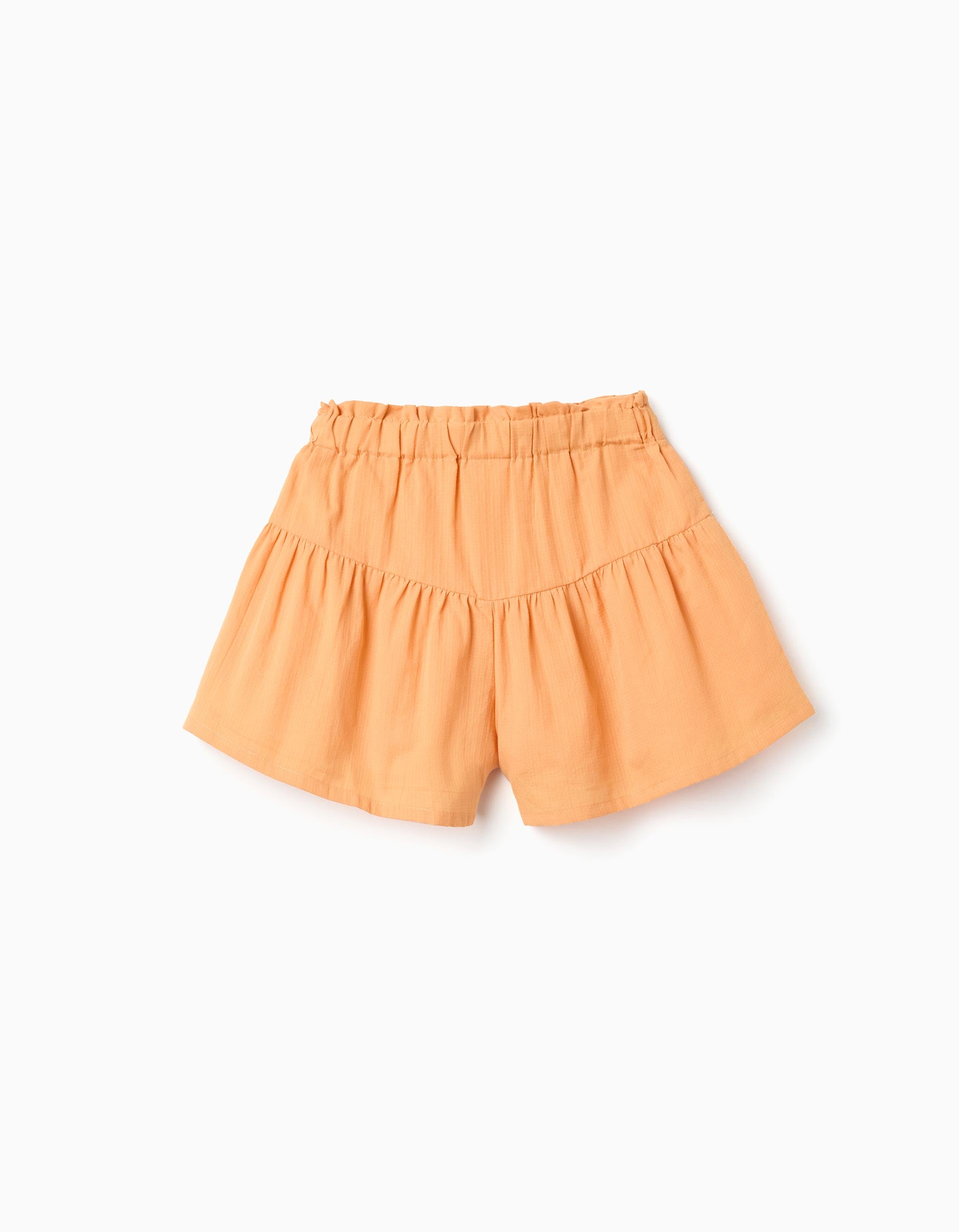 Calções paperbag de algodão com forro para menina, laranja