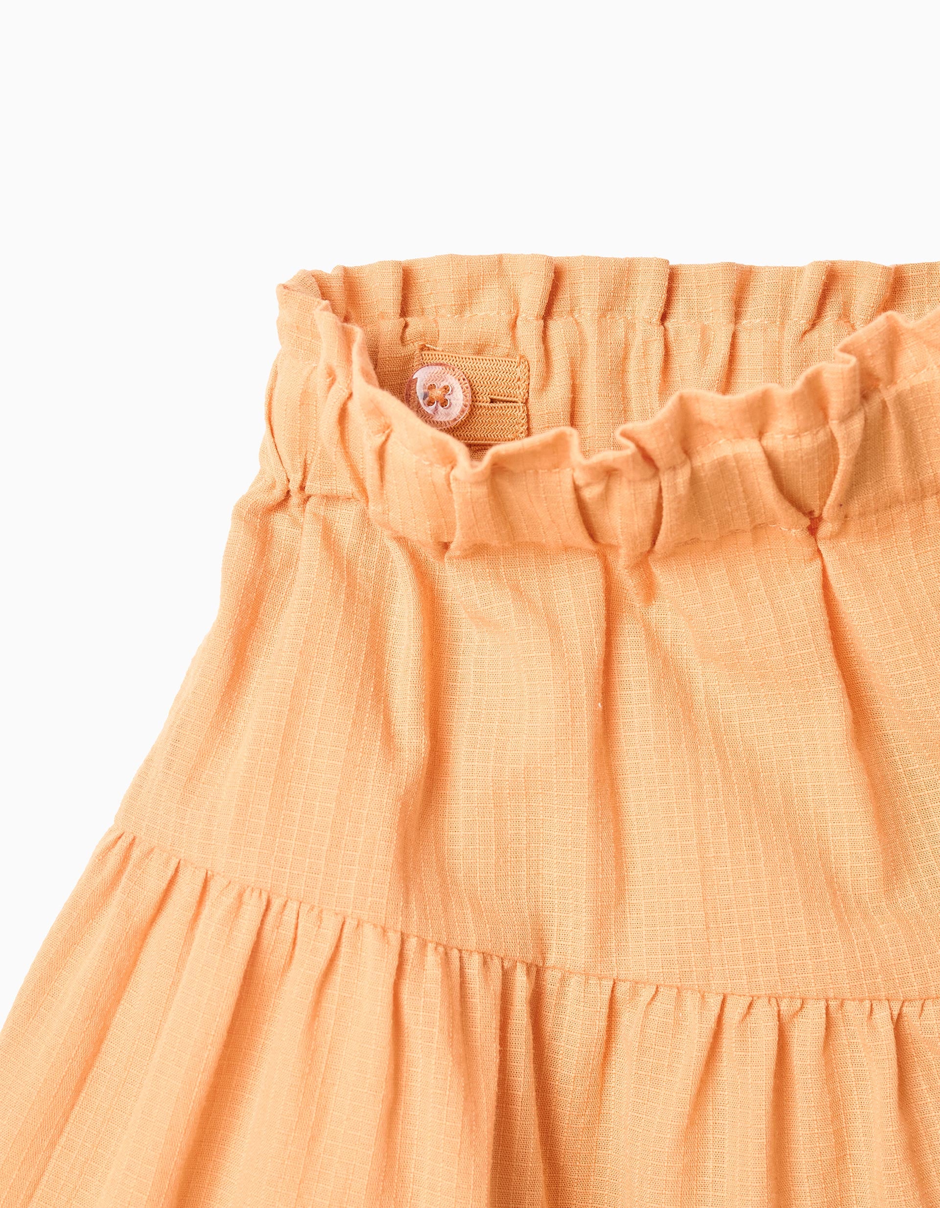 Calções paperbag de algodão com forro para menina, laranja