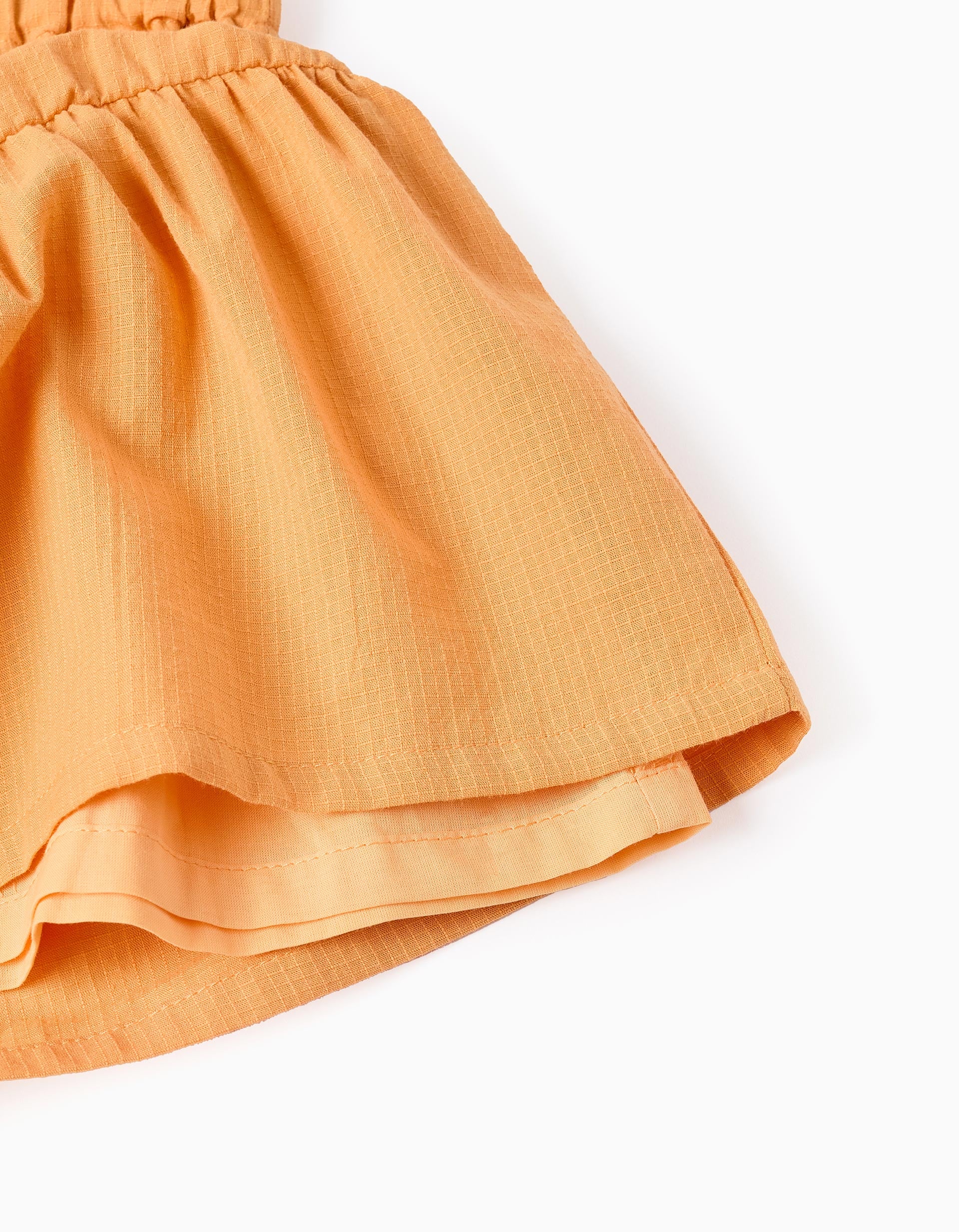 Calções paperbag de algodão com forro para menina, laranja