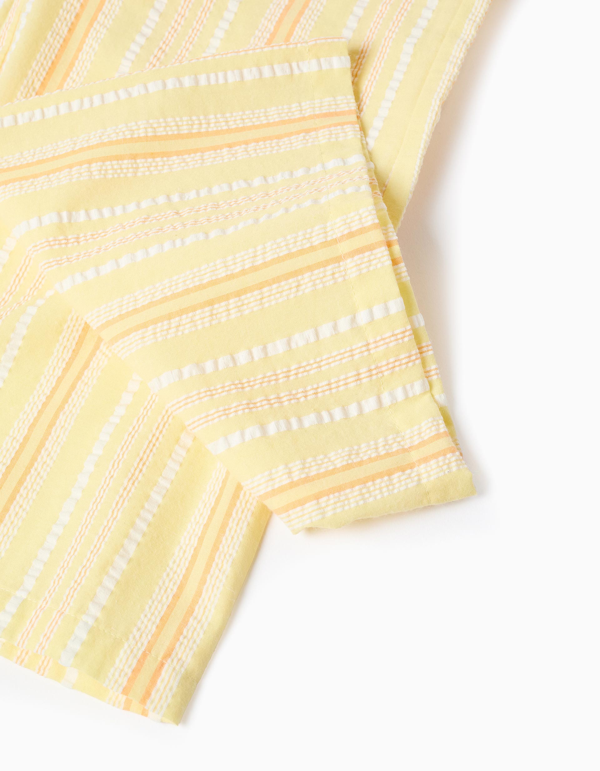 Calças wide leg de algodão às riscas para menina, amarelo/laranja