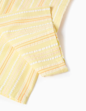 Pantalon à jambe large en coton à rayures pour fille, jaune/orange