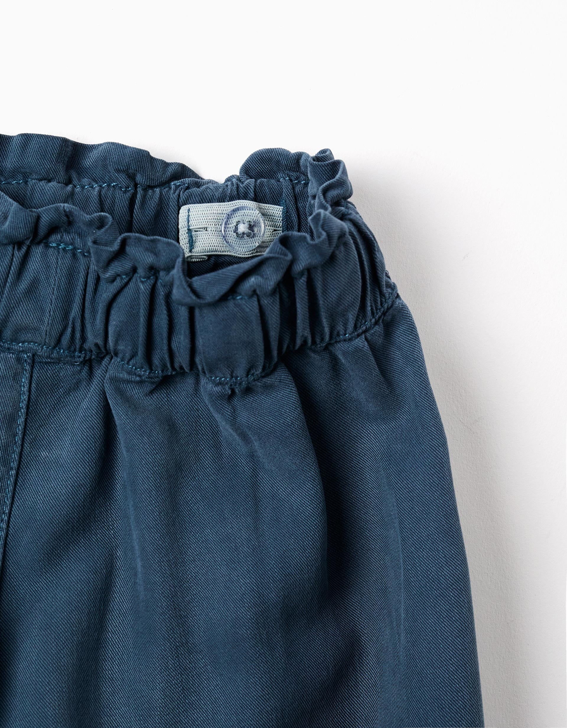 Calças de liocel wide leg com cintura elástica para menina, azul-escuro