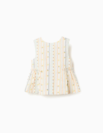 Cotton sleeveless blouse with floral pattern for baby girls, multicolour