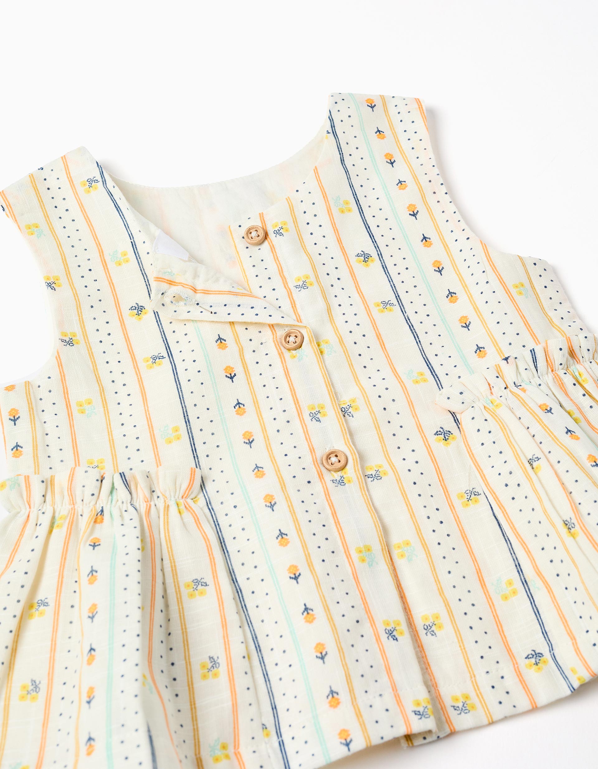 Blusa sem mangas de algodão com flores para bebé menina, multicolor