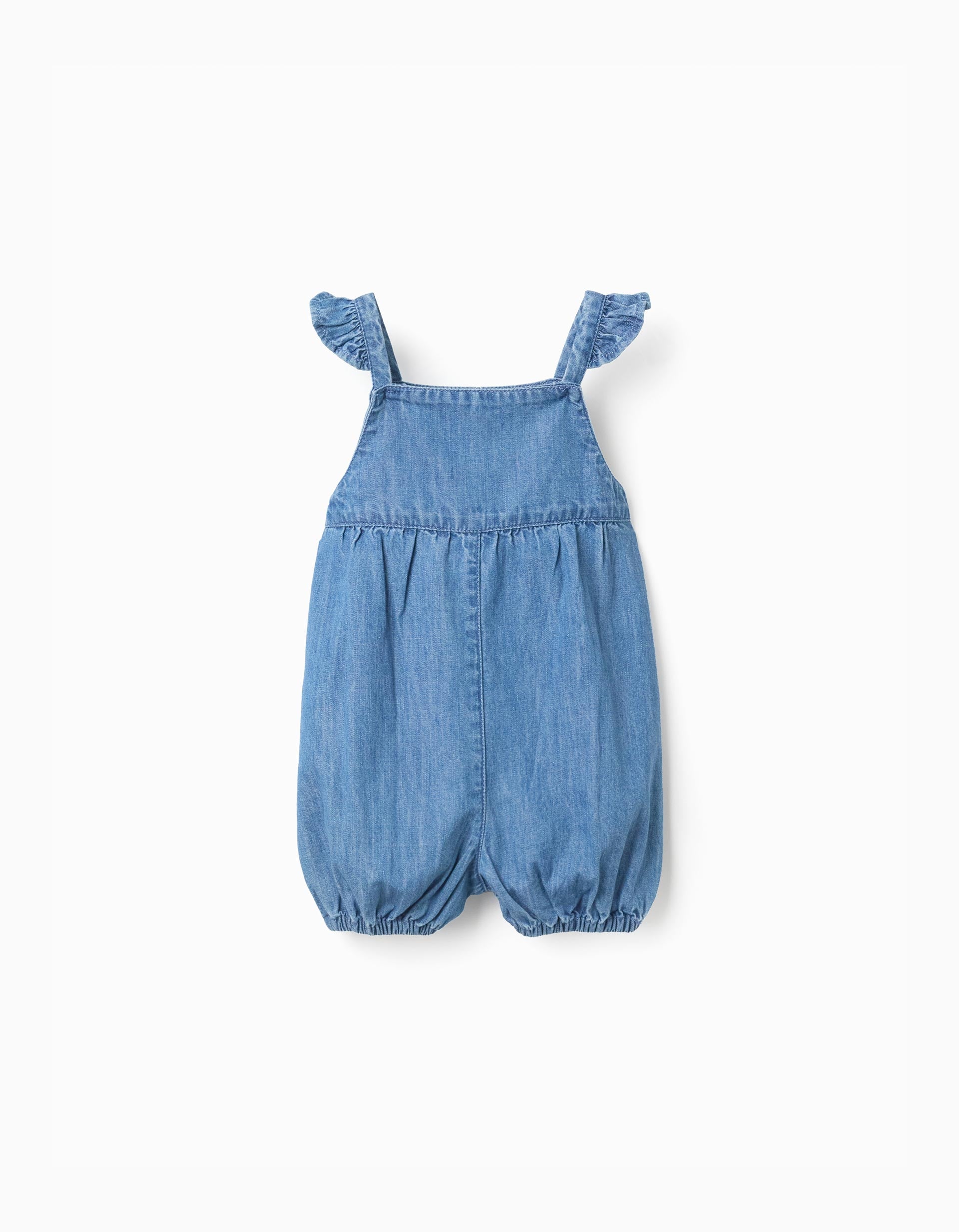 Combinaison en jean sans manches avec fleur pour bébé fille, bleu
