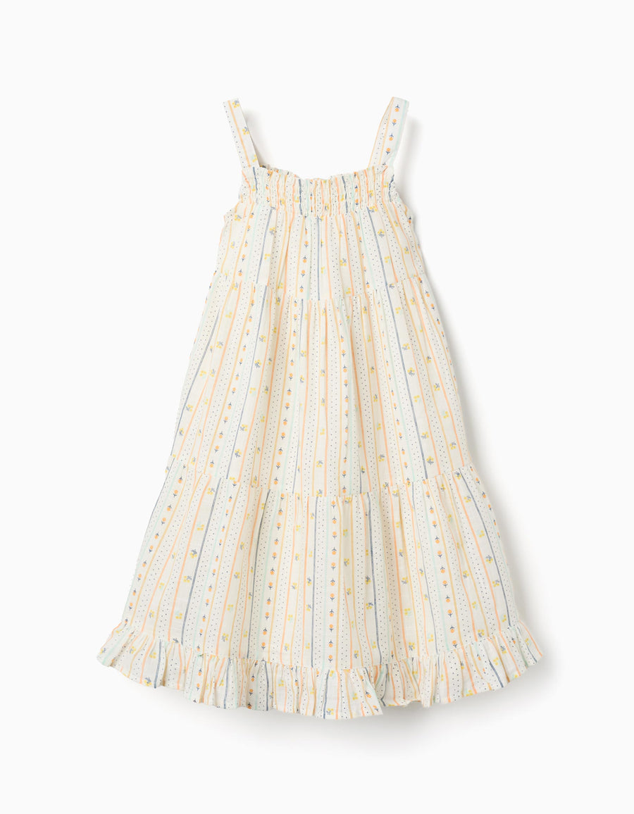 Cotton sleeveless dress with floral pattern for girls, multicolour