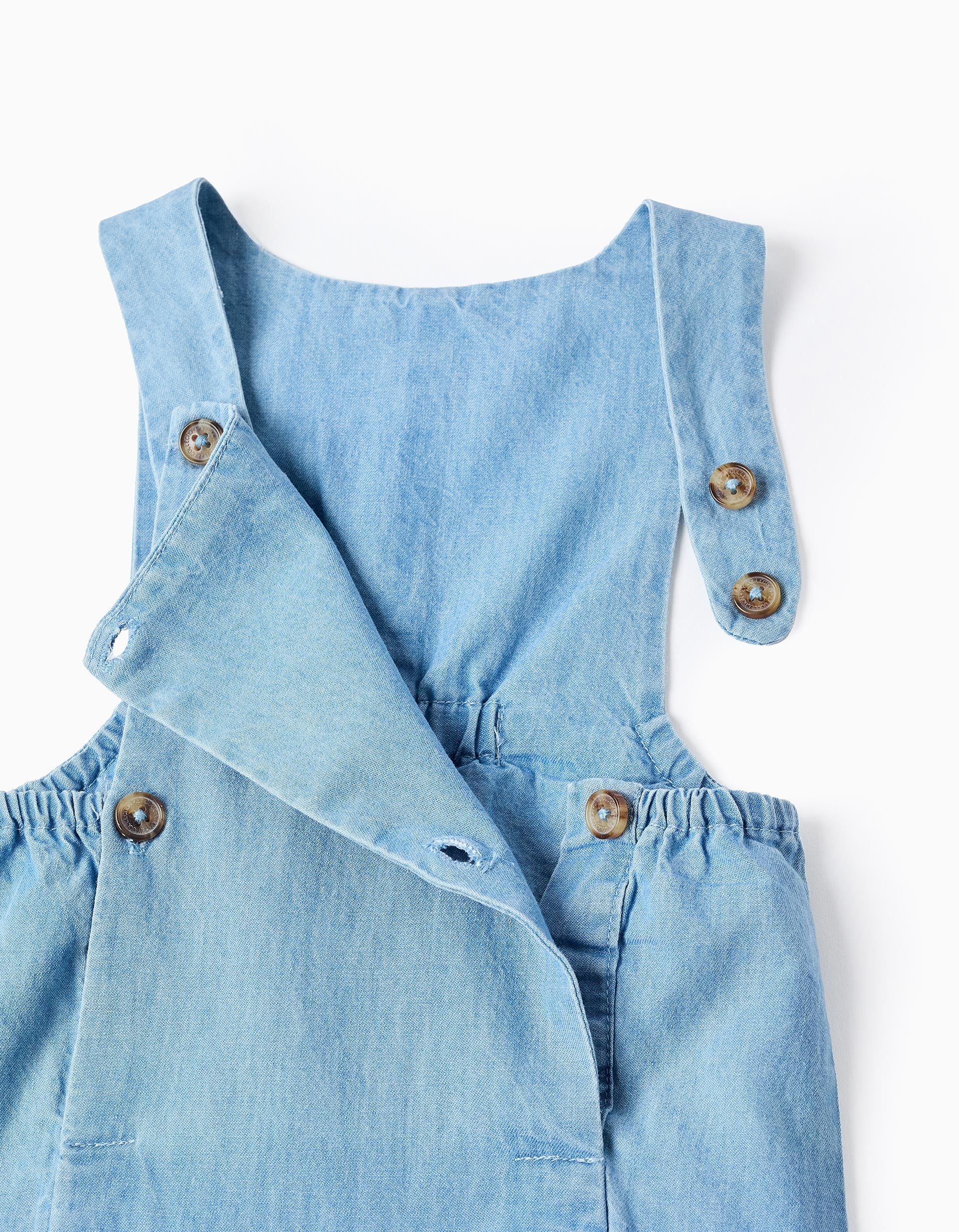 Combinaison en jean avec élastique pour nouveau-né, bleu clair